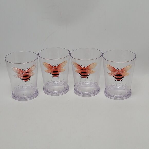 Rachel Ashwell The Prairie Collection Queen Bee Tumblers Set Of 4 Plastic Cups - Picture 2 of 11